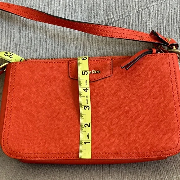 Calvin Klein Vibrant Orange Saffiano Shoulder Bag - Picture 4 of 17